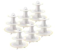 FUNSUEI Lot de 6 présentoirs à gâteaux en Carton à 3 étages, Presentoir Aperitif Buffet, pour Cupcake, Vacances, Mariage, Anniversaire, 18cm, 24cm, 30cm diamètre, 33cm Hauteur