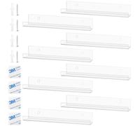 FUNSUEI Lot de 8 Étagères Murales en Acrylique Transparent pour Disques Vinyles - 30,5 cm - Support Mural sans Perçage pour Albums, Photos, Objets de Collection