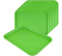 FUNSUEI Lot de 8 Plateaux de Service rectangulaires en Plastique, Plateau Repas, Vert, 35 x 27 x 2,3 cm, pour Cuisine, Restaurant