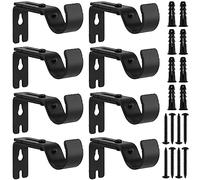 FUNSUEI Lot de 8 Supports de Tringle à Rideaux en métal Robuste, réglables avec vis, Support de Tringle à Rideaux pour Maison, Chambre, Bureau (Noir)