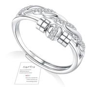 FUNTE Bague Anti Stress Femme Argent 925 Avec 5A Zircone Cubique Réglables, Carte cadeau et coffret inclus
