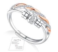 FUNTE Bague Anti Stress Femme Argent 925 Avec 5A Zircone Cubique Réglables, Carte cadeau et coffret inclus