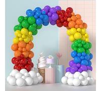 FUNTE Kit d'arche de ballons arc-en-ciel 140 pièces pour décoration d'anniversaire, fête prénatale, anniversaire de mariage, carnaval, taille M