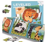 FUNTECH Puzzle Animaux Magnétique 3 en 1, Puzzle Enfant 3 Ans - 6 Ans, Jeux Montessori 3 Ans +, Jouet éducatif avec 37 Pièces, Magnetibook Dinosaure, Jeux Enfant 4 Ans, Cadeau Original