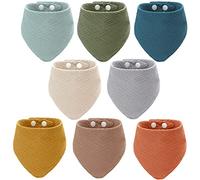 Funtery Lot de 8 bavoirs absorbants pour adultes - Grand bandana doux - Cadeaux pour Noël - Pour hommes et femmes - 8 couleurs - 62 x 48 cm