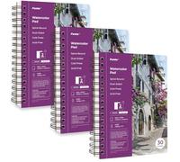 Funto Bloc De Papier Aquarelle 5,5x8,5"(13,97x21,59cm), Lot De 3, 90 Feuilles (140 Lb/300 G/m²), Reliure À Spirale, Papier À Froid Double Face, Papier Épais Pour Peinture À L'aquarelle