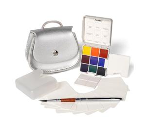 Funto Coffret d’aquarelle avec papier, pour débuter | Ce coffret nomade réunit peinture, pinceau, papier et accessoires dans un petit sac pour créer partout sans rien préparer.