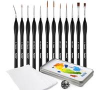 Funto Ensemble de pinceaux Miniatures avec Palette Humide et Mini-Palette à Anneau, 12 pinceaux de détail pour modèles Miniatures Warhammer 40k, Kits d'avions, Aquarelle, Acrylique