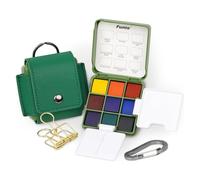 Funto Ensemble de Pocket, ensemble de pour artistes de voyage et croquis en plein air avec 2 palettes de pliables, étui en cuir portable et clip en métal.