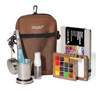 Funto Kit d’aquarelle de voyage, 15 couleurs, grande zone de mélange | Cette palette nomade laisse plus de liberté pour préparer les nuances tout en gardant l’ensemble facile à transporter.