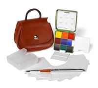 Funto Kit d’aquarelle de voyage tout-en-un, 9 couleurs, pour débutants | Ce coffret nomade réunit peinture, pinceau, papier et accessoires dans un petit sac pour créer partout sans rien préparer.