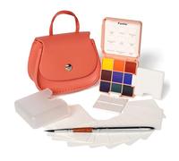 Funto Kit d’aquarelle miniature, peinture en plein air | Ce coffret nomade réunit peinture, pinceau, papier et accessoires dans un petit sac pour créer partout sans rien préparer.