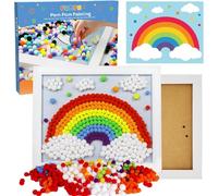 Funto Kit de peinture à pompons licorne, plus de 1100 pompons, toile et cadre robuste pour décoration d'intérieur, artisanat artistique pour enfants, kit de peinture pour enfants, cadeau pour enfants