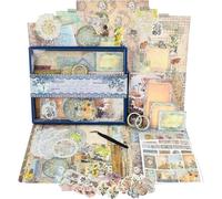 Funto Kit de scrapbooking (96 PCS), Collection Vintage - Pays des Merveilles, parfait pour les matériaux de scrapbooking à bullet, les planificateurs DIY, l'artisanat et le collage.