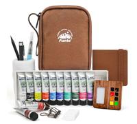 Funto Mini Set d'Aquarelle de Voyage, Kit d'Art de Voyage Rechargeable 12 Couleurs, Fournitures de Peinture Mini Tout-en-Un avec Sac, Matériel d'Art pour Tous Niveaux, Amateurs et Artistes