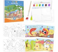 Funto Paint with Water Books, Paint and Postcards for Creative Kids with Embedded Watercolor Half Pans, Watercolor Coloring Books Postcards for Toddlers, Art Craft Gift for Kids