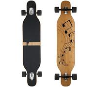 FunTomia Longboard avec 3 niveaux flexibles Skateboard Drop Through Cruiser Planche complète Mach1 Speed Roulement à billes T-ool (Flex3 jusqu'à 68 kg, musique - Bambou/bois d'érable)