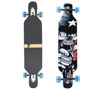 FunTomia Longboard Skateboard Drop Through Cruiser Planche complète avec roulements à Billes Mach1 High Speed T-Tool avec et sans Roues LED