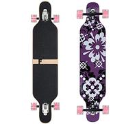 FunTomia Longboard Skateboard Drop Through Cruiser Planche complète avec roulements à Billes Mach1 High Speed T-Tool avec et sans Roues LED