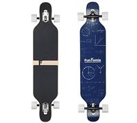 FunTomia Longboard Skateboard Drop Through Cruiser Planche complète avec roulements à Billes Mach1 High Speed T-Tool avec et sans Roues LED