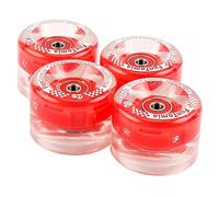 FunTomia - Lot de 4 grosses roues de skateboard ou longboard à LED - 65 x 45 mm - 80 A avecroulements et espaceurs magnétique Mach1®, dureté 80 A, 4x rote LED Rollen