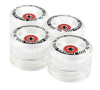 FunTomia - Lot de 4 grosses roues de skateboard ou longboard à LED - 65 x 45 mm - 80 A avecroulements et espaceurs magnétique Mach1®, dureté 80 A, 4x weiße LED Rollen