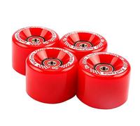 FunTomia - Lot de 4 grosses roues de skateboard ou longboard à LED - 65 x 45 mm - 80 A avecroulements et espaceurs magnétique Mach1®, dureté 80 A, 4x rote Rollen