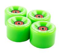 FunTomia - Lot de 4 grosses roues de skateboard ou longboard à LED - 65 x 45 mm - 80 A avecroulements et espaceurs magnétique Mach1®, dureté 80 A, 4x grüne Rollen