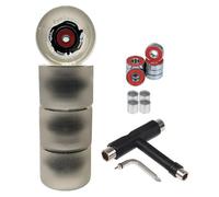 FunTomia - Lot de 4 grosses roues de skateboard ou longboard à LED - 70 x 51 mm - 80 A avec roulements ABEC-9 et espaceurs en métal - dureté 80 A + clé T-Tool