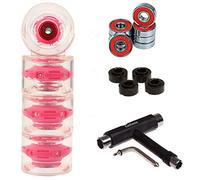 FunTomia - Lot de 4 roues LED pour longboard/skateboard (Big Wheels) - 70 x 51 mm - 80 A avec roulements ABEC-9 et espaceurs en métal - Dureté 80 A + clé T-Tool