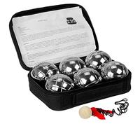 FunTomia Lot de 6 boules de pétanque avec 6 boules en métal de 73 mm, 720 g, 1 boule en bois, 1 couteau d'espacement avec sac de transport luxueux, pour jouer en plein air, jardin et plage