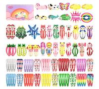 Funtopia 100 Pièces Barettes Cheveux Fille, 5cm Pince Cheveux Fille Femme Enfant, Colorées Métal Snap Barette Accessoire Cheveux