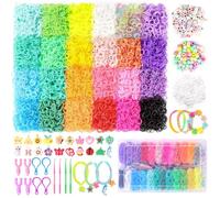 Funtopia 12000+ Elastique Bracelet Kit, Caoutchouc Coloré pour Loom Bands avec Pendentifs Boîte de Rangement, Friendship Bracelet Kit de pour Fille Enfants