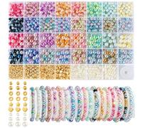 Funtopia 1642 Pièces Perles pour bracelets, Perles Rondes Colorées de 6 et 8 mm, Perle de Blanche, Perle Nacrées pour DIY Colliers Bracelets Boucles Fabrication de Bijoux