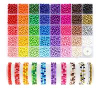 Funtopia 39 Couleurs Perles pour Bracelets D'Amitié, Kit de 3510 Perles de Rocaille 4 mm pour la Création de Bijoux, Fil Élastique Inclus pour Loisirs Créatifs et Fabrication de Bracelets