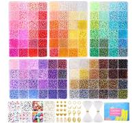 Funtopia 4mm 13000pcs+ Perles pour Bracelet, 120 Couleurs Perles de Rocaille, Perle pour Bijoux avec 416 Pièces Perle Lettres, Kit Bijoux pour Adulte Enfant