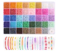 Funtopia 9600 Pièces 39 Couleurs Perles de Rocaille 3mm, 5 Types de Perles pour Enfiler des Bracelets, Perle pour Bracelet Adulte, Kit de Perle Bijoux pour Collier Boucles la Décoration de Bricolage