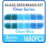 Funtopia-Kit De Petites Perles En Verre Pour Bricolage,Mélange Coloré Pour Bracelets,Bijoux De Direction,Artisanat,2mm,3mm - Type Clearblue-2mm-1 Box