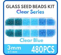 Funtopia-Kit De Petites Perles En Verre Pour Bricolage,Mélange Coloré Pour Bracelets,Bijoux De Direction,Artisanat,2mm,3mm - Type Clearblue-3mm-1 Box