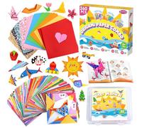 Funtopia Kit D'Origami pour Enfants de 5 à 12 Ans, 260 Feuilles de Papier Origami avec 99 Modèles et Instructions de Pliage en Français, pour Garçons et Filles, Activités de École, Vacances, Jouet