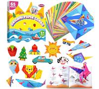 Funtopia Kit Origami Enfant 6-12 Ans, 130 Feuilles Double Face, 65 Modèles