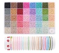 Funtopia Lot de 9600 Pièces 3 mm Perles pour Bracelet, 39 Couleurs Perles de Rocaille, Kit Bijoux pour Enfants et Adultes, pour Bijoux Bracelets Collier Bricolage de Création