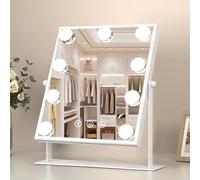 FUNTOUCH Hollywood Grand Miroir de Maquillage avec lumière, Miroir de Maquillage avec 9 Ampoules LED en 3 Modes, lumière réglable, Rotation à 360°, contrôle Tactile, branchement, Miroir de Table de b