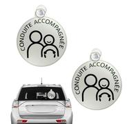 Funver 2 Pcs Conduite Accompagnée,Ventouses Réfléchissantes 15 cm avec Système Anti-Chute, Haute Visibilité Nocturne pour Voiture/Pare-Brise,Résistants UV/Pluie, Normes Sécurité Routière