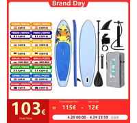 FunWater gonflable Stand Up Paddle Board planche à pagaie planche de Surf Surf Sup Board 320-385CM antidérapant Sport nautique Paddle Board SUPFW37B(335×84×15CM)