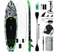 FunWater Planche de stand up paddle gonflable de 330 cm - Kit complet avec pagaie, sac à dos, étui pour téléphone portable, 3 palmes, pompe, siège et bandoulière - Planche de SUP pour débutants et