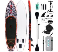FunWater Planche de stand up paddle gonflable de 330 cm - Kit complet avec pagaie, sac à dos, étui pour téléphone portable, 3 palmes, pompe, siège et bandoulière - Planche de SUP pour débutants et