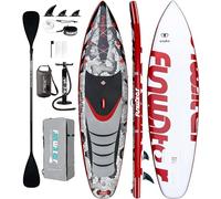 FunWater Planche de stand up paddle gonflable multifonctionnelle avec palmes, laisse, pompe SUP, pagaie, sac à dos, pour adultes et tous les niveaux de compétence (motif python de 25,4 cm)