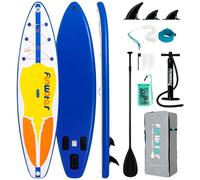 FunWater Stand Up Paddle Board Gonflable avec Sac À Dos, Pompe, Leash De Sécurité, Pagaie, Sac De Téléphone Étanche, 3 Palmes, Adapté À Tous Les Niveaux D'habileté