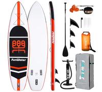 FunWater Stand Up Paddle Board Gonflable Planche De Surf Sup Planche De Surf Complète Accessoires Pagaie Réglable,Pompe,Sac À Dos De Voyage,Corde De Sécurité,Housse Étanche pour Téléphone Portable